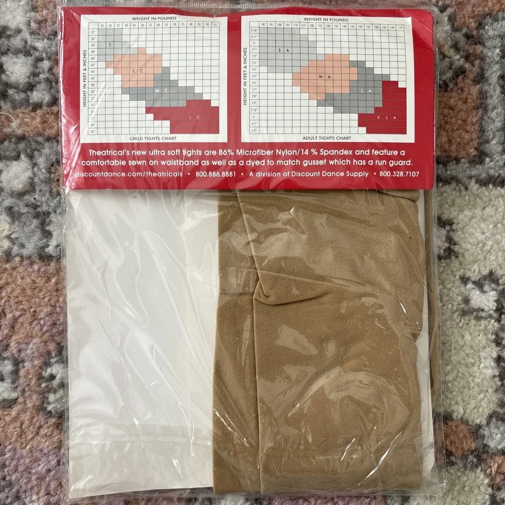 Theatricals Classwear Style‎ T5500 Convertible Dance Tights Size Large Caramel